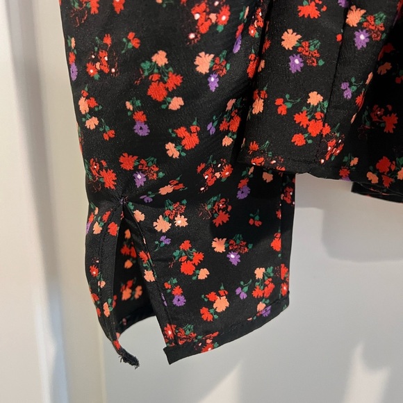 Topshop Red Smocked Long Sleeve Blouse 4 - Picture 4 of 5